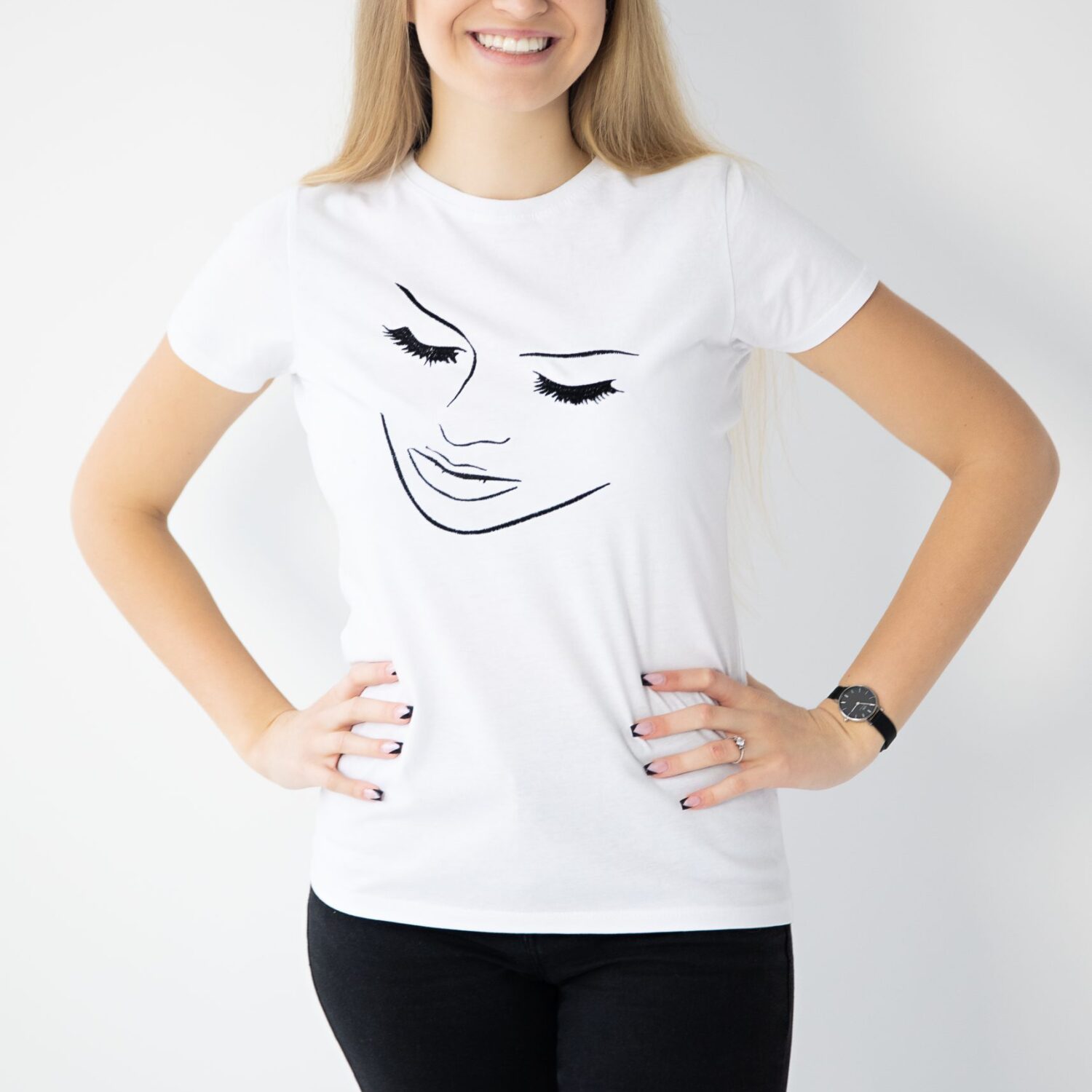 Moteriški marškinėliai "Veido siluetas"