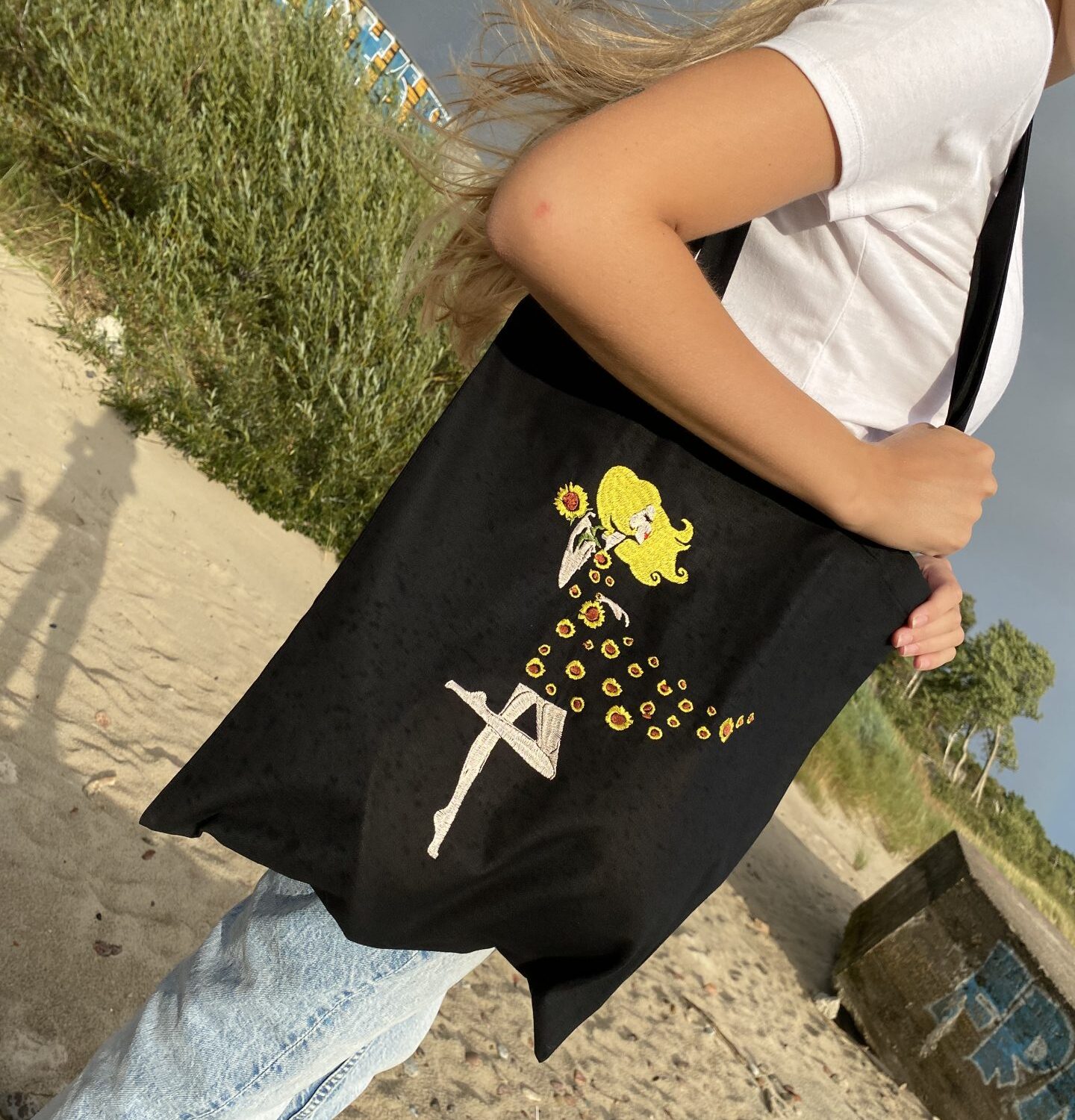 Medvilninis pirkinių maišelis "Saulėgrąža"