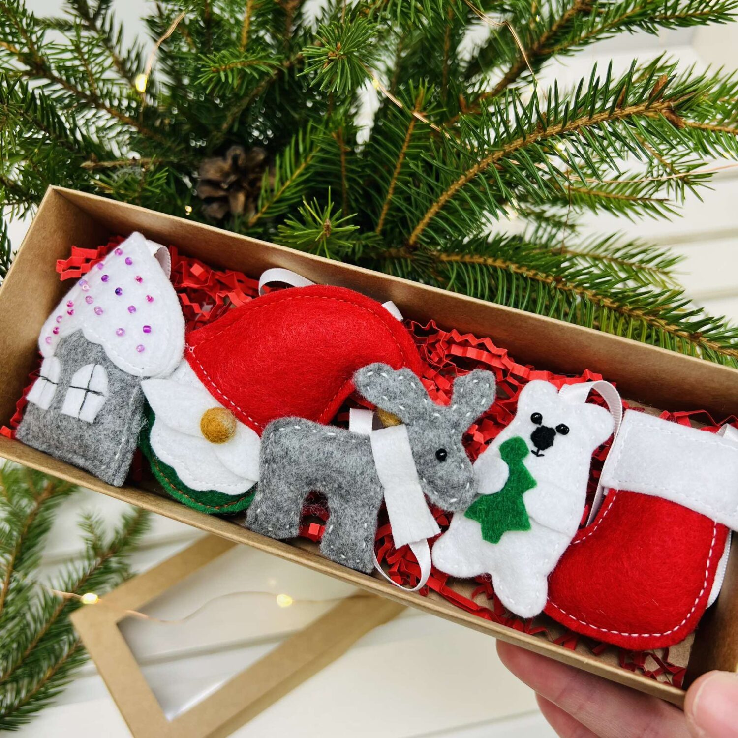 Kalėdinės eglutės žaisliukų rinkinys "Rudolfas ir draugai"