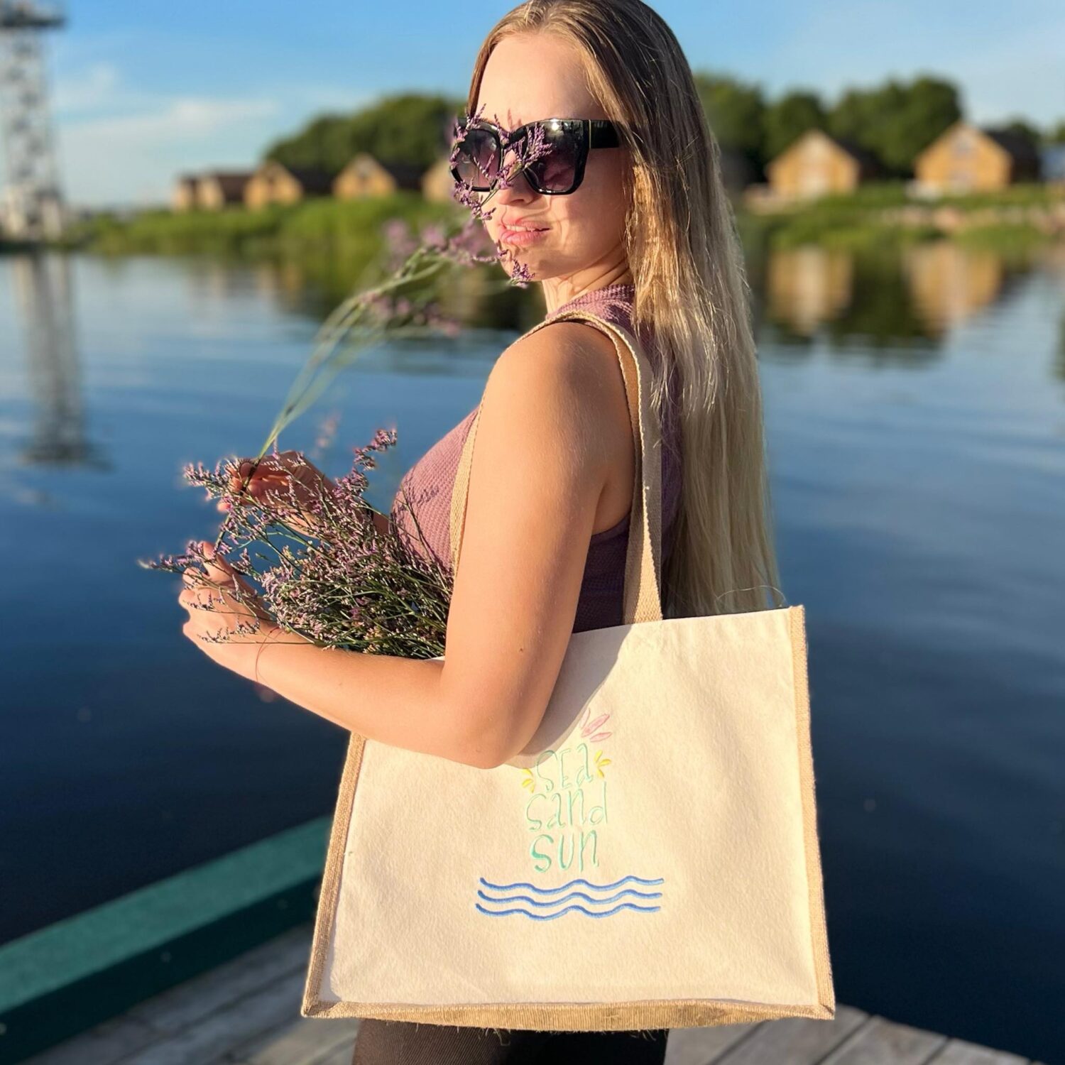 Džiuto krepšys " sea sand sun"